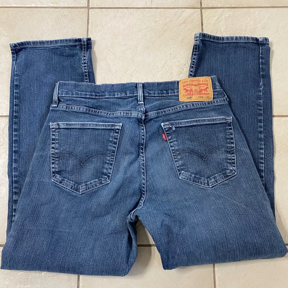 Levi Strauss Co 559 Jeans Mens W33 L30 Blue Denim Straight Fit Casual Pants